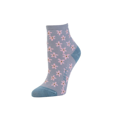 Zkano Ankle Medium Ditsy Floral - Organic Cotton Anklet Socks - Heather organic-socks-made-in-usa