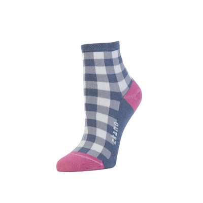 Zkano Ankle Medium Gingham- Organic Cotton Anklet Socks - Heather organic-socks-made-in-usa