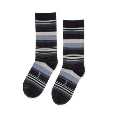 Zkano Crew Large Barcode Stripe - Organic Cotton Crew Socks - Black organic-socks-made-in-usa