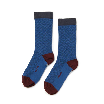 Zkano Crew Large Cobblestone - Textured Organic Cotton Crew Socks - Cobalt organic-socks-made-in-usa