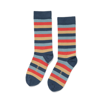 Zkano Crew Large Even Stripe - Organic Cotton Crew Socks - Navy organic-socks-made-in-usa