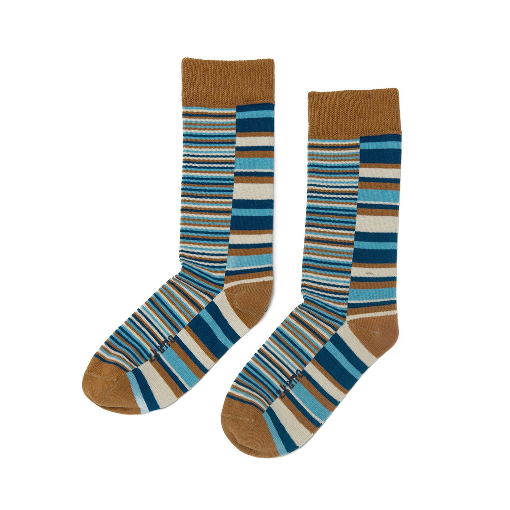 Zkano Crew Large Uneven stripe - Organic Cotton Socks Crew - Bronze organic-socks-made-in-usa