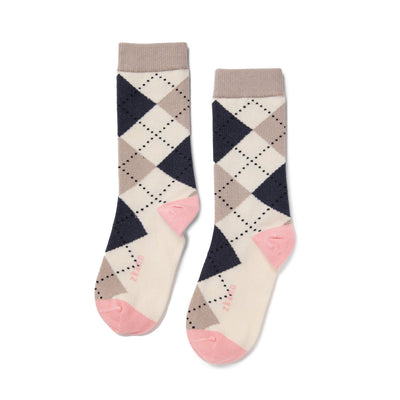 Zkano Crew Medium Classic Argyle - Organic Cotton Crew Socks - Natural organic-socks-made-in-usa
