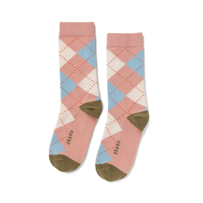 Zkano Crew Medium Classic Argyle - Organic Cotton Crew Socks - Rose organic-socks-made-in-usa