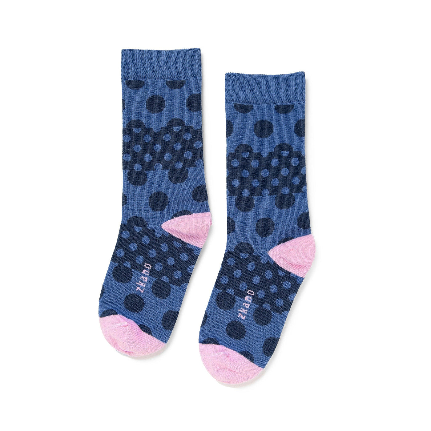 Zkano Crew Medium Dot Stripe - Organic Cotton Crew Socks - Cornflower organic-socks-made-in-usa