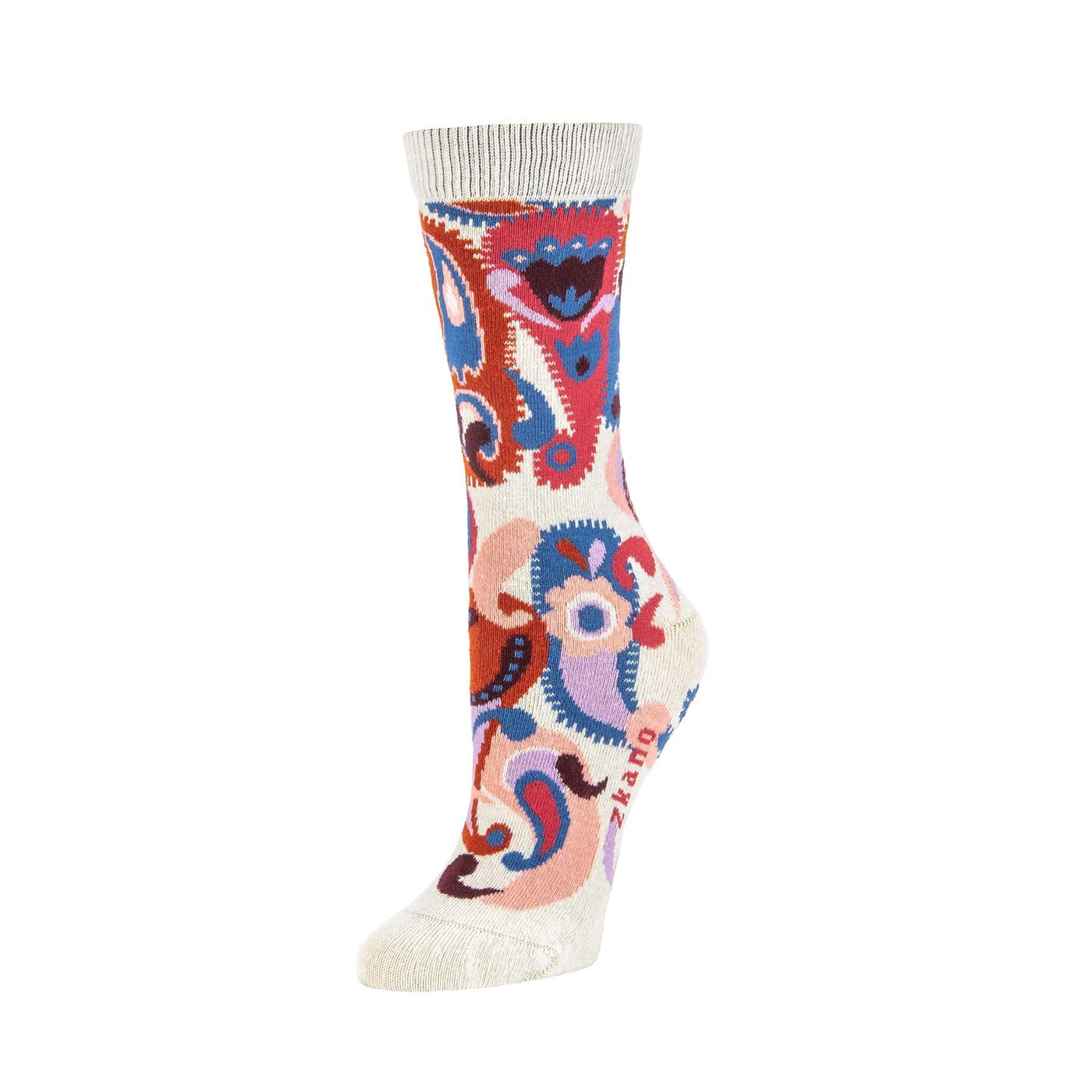 Zkano Crew Medium Paisley a-Go-Go - Organic Cotton Crew Socks - Aura organic-socks-made-in-usa