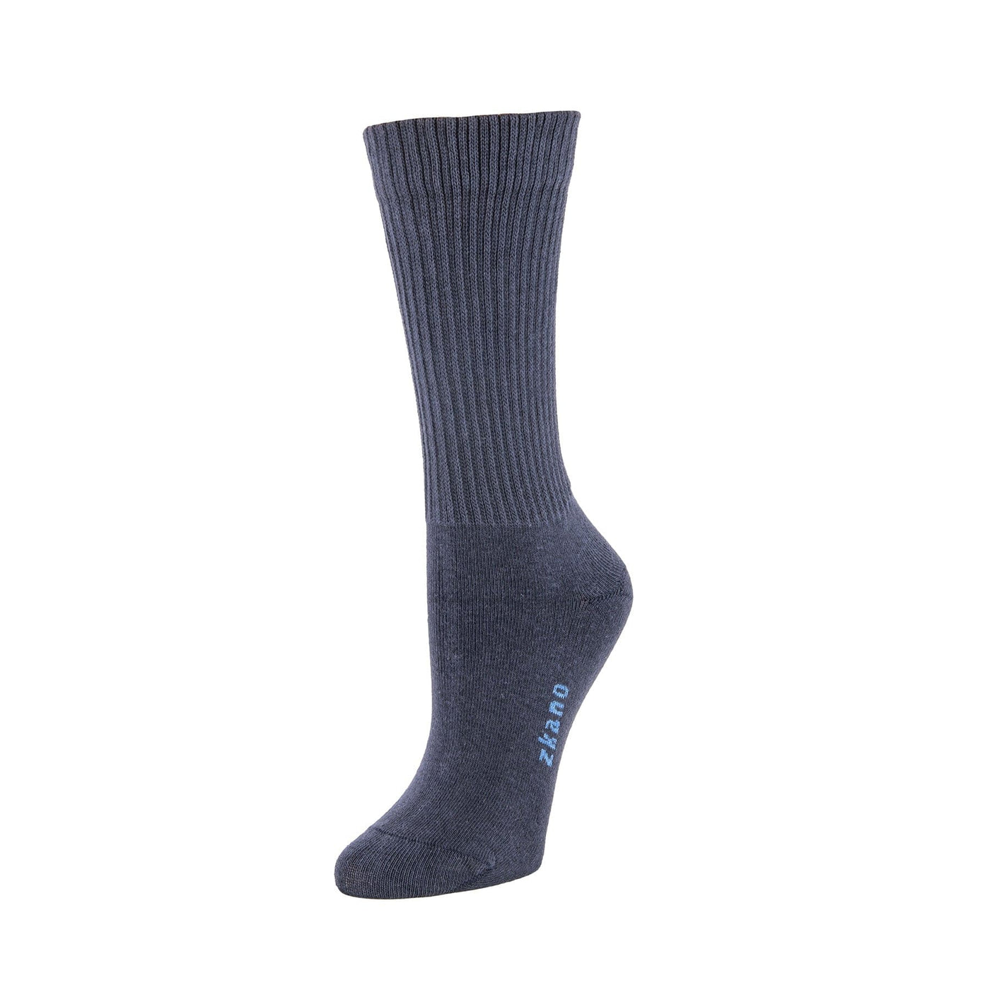Zkano Crew Medium Rib Knit - Organic Cotton Crew Socks - Indigo organic-socks-made-in-usa