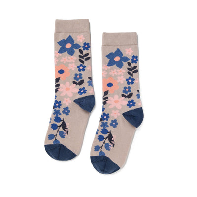 Zkano Crew Medium Spring Flowers - Organic Cotton Crew Socks - Linen organic-socks-made-in-usa