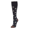 Zkano Knee High Medium Ditsy Floral - Organic Cotton Socks Knee High - Black organic-socks-made-in-usa