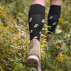 Zkano Knee High Medium Ditsy Floral - Organic Cotton Socks Knee High - Black organic-socks-made-in-usa