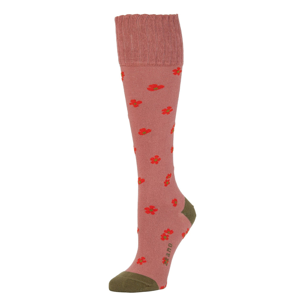 Zkano Knee High Medium Ditsy Floral - Organic Cotton Socks Knee High - Blush organic-socks-made-in-usa