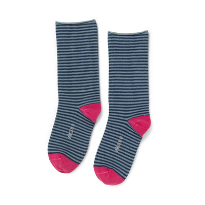 Zkano Roll Top Medium Rose - Roll Top Organic Cotton Crew Socks - Navy organic-socks-made-in-usa