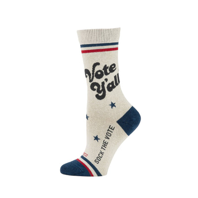 Zkano Womens Fashion Socks Womens Vote Y'all- Natural organic-socks-made-in-usa