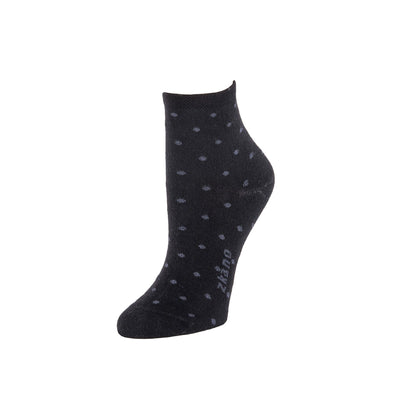 Zkano Ankle Medium Alice - Polka Dot Organic Cotton Anklet Socks - Black organic-socks-made-in-usa