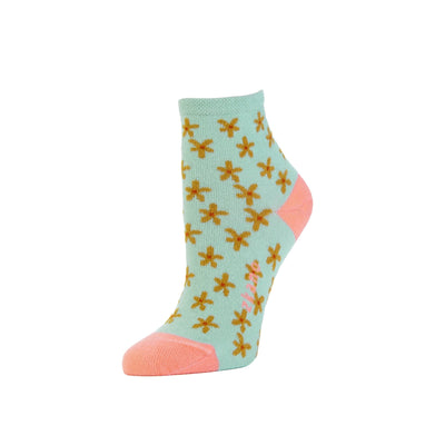 Zkano Ankle Medium Ditsy Floral - Organic Cotton Anklet Socks - Silt organic-socks-made-in-usa