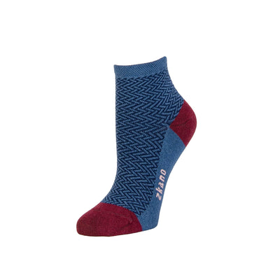 Zkano Ankle Medium Herringbone- Organic Cotton Anklet Socks - Navy organic-socks-made-in-usa