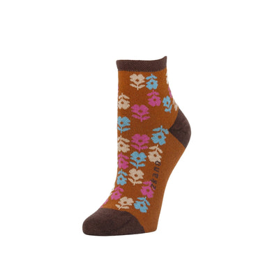 Zkano Ankle Medium Meadow - Organic Cotton Socks Anklet - Saddle organic-socks-made-in-usa