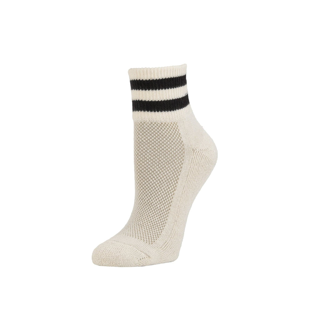 Zkano Ankle Medium Retro Stripes - Cushioned Organic Cotton Ankle Sock - Wheat organic-socks-made-in-usa