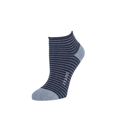 Zkano Ankle Medium Rosette - Striped Organic Cotton Anklet Socks - Ash organic-socks-made-in-usa