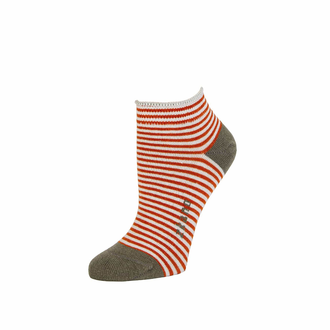 Zkano Ankle Medium Rosette - Striped Organic Cotton Anklet Socks - Cognac organic-socks-made-in-usa