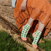 Zkano Ankle Medium Tulip Check - Organic Cotton Socks Anklet - Kelly organic-socks-made-in-usa
