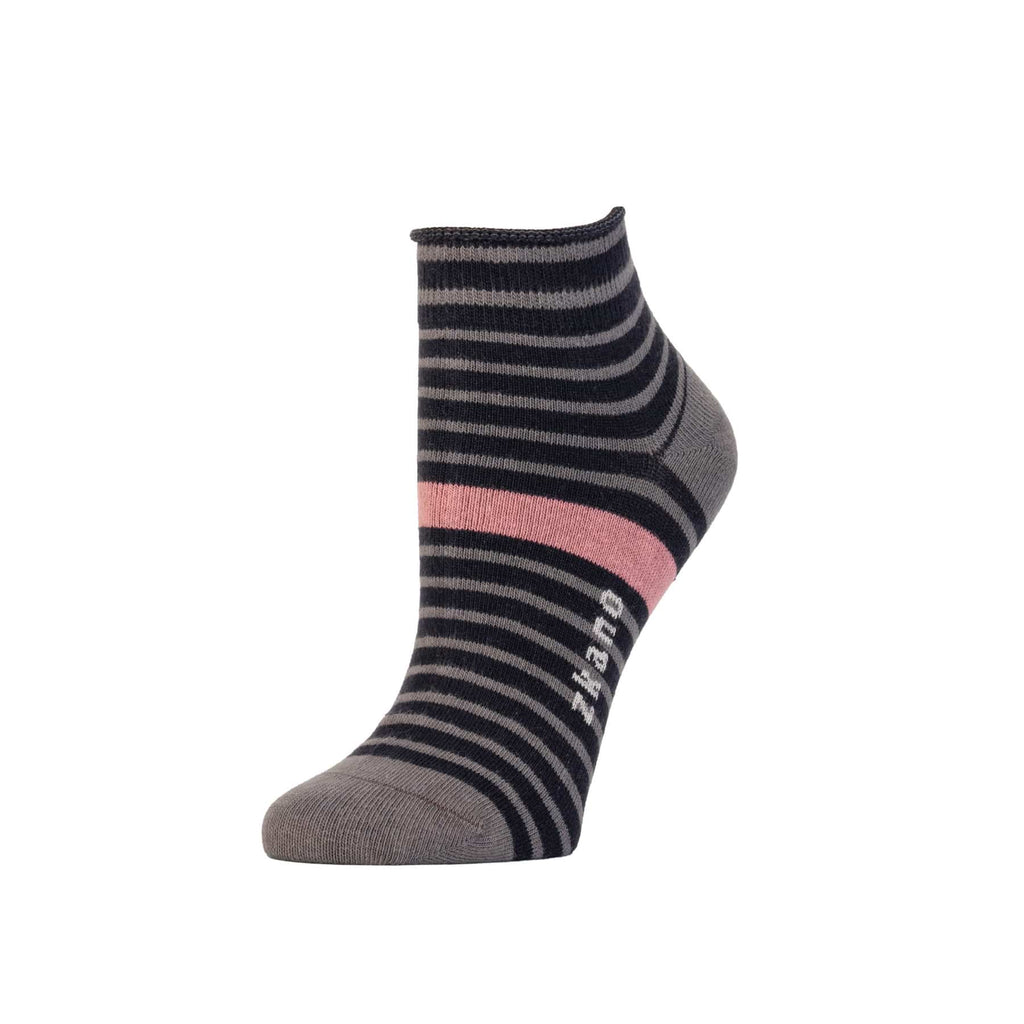 Zkano Ankle Medium Women's Rosette - Organic Cotton Socks Anklet - Black organic-socks-made-in-usa