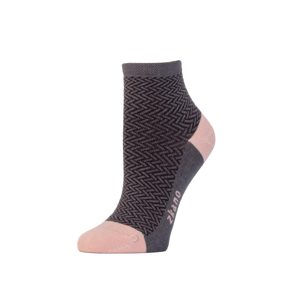 Zkano Ankle Medium Women's Zig Zag - Organic Cotton Socks Anklet - Ash Brown organic-socks-made-in-usa