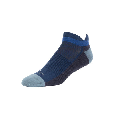 Zkano Basic & Sport Large (mens shoe size 8 - 12.5) Ascent - Performance Organic Cotton No Show - Dark Blue organic-socks-made-in-usa