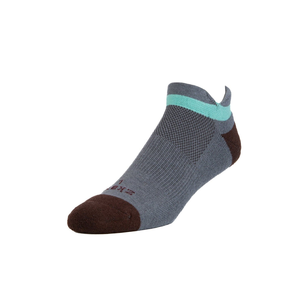 Zkano Basic & Sport Large (mens shoe size 8 - 12.5) Ascent - Performance Organic Cotton No Show - Steel organic-socks-made-in-usa