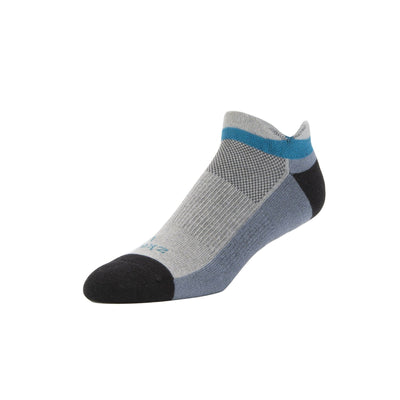 Zkano Basic & Sport Large (mens shoe size 8 - 12.5) Ascent - Performance Organic Cotton No Show - Steel organic-socks-made-in-usa
