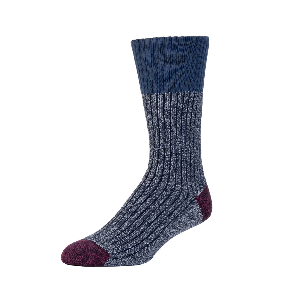 Zkano Boot Socks Large Men's Cushioned Organic Cotton Boot Socks - Slub Effect / Denim Marl organic-socks-made-in-usa