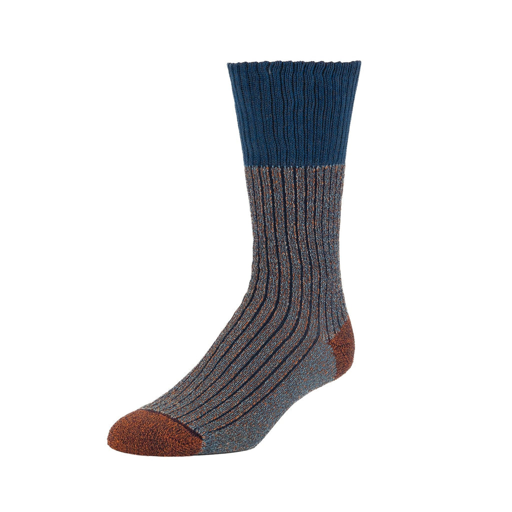 Zkano Boot Socks Large Slub Effect - Cushioned Organic Cotton Boot Socks - Blue organic-socks-made-in-usa