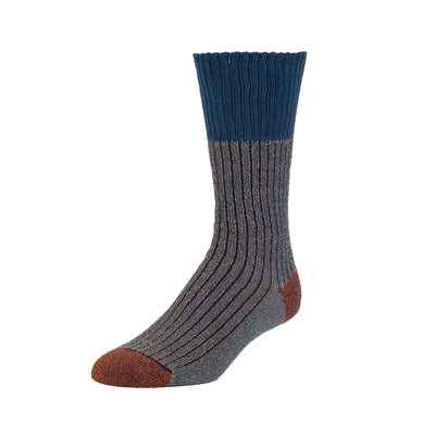 Zkano Boot Socks Large Slub Effect - Cushioned Organic Cotton Boot Socks - Blue organic-socks-made-in-usa