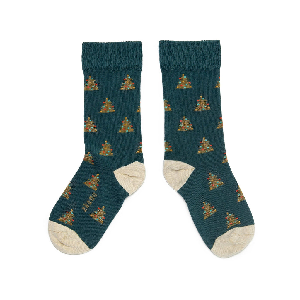 Zkano Crew Classic Christmas Trees - Organic Cotton Crew Socks - Evergreen organic-socks-made-in-usa
