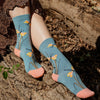 Zkano Crew Dragonflies- Organic Cotton Socks Crew - Dove Grey organic-socks-made-in-usa
