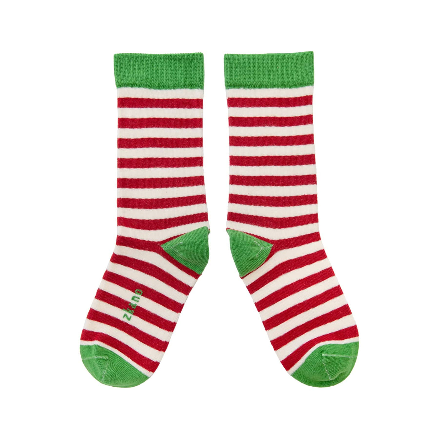Zkano Crew Elf Stripe - Organic Cotton Striped Crew Socks - Peppermint organic-socks-made-in-usa