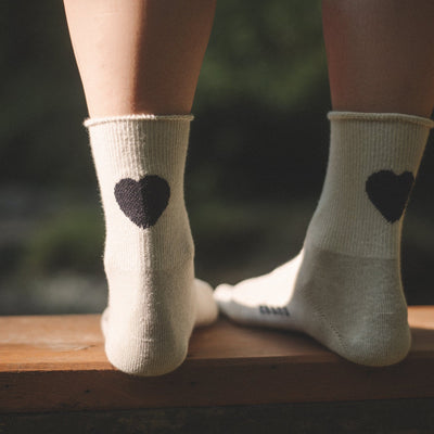 Zkano Crew Floating Heart - Organic Cotton Socks Short Crew - Wheat organic-socks-made-in-usa