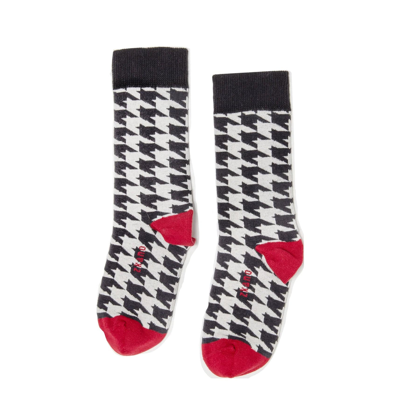 Zkano Crew Houndstooth - Organic Cotton Crew Socks - Black organic-socks-made-in-usa