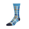 Zkano Crew Large Abstract Plaid - Organic Cotton Socks Crew - Sky organic-socks-made-in-usa