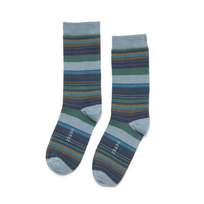 Zkano Crew Large Barcode Stripe - Organic Cotton Crew Socks - Lead organic-socks-made-in-usa