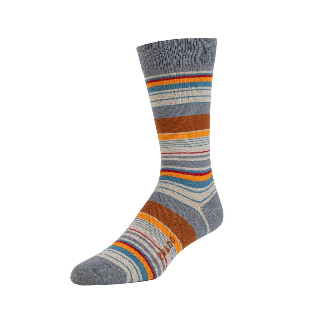 Zkano Crew Large Barcode Stripe - Organic Cotton Socks Crew - Steel organic-socks-made-in-usa