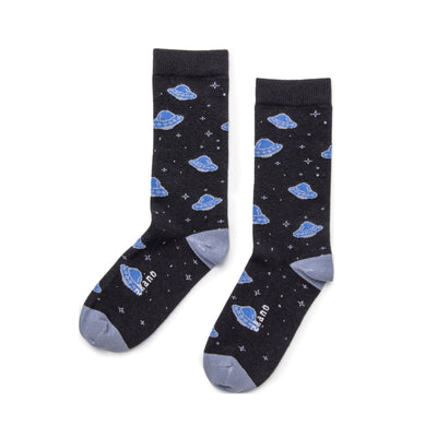 Zkano Crew Large Beam Me Up - Organic Cotton Crew Socks - Black organic-socks-made-in-usa