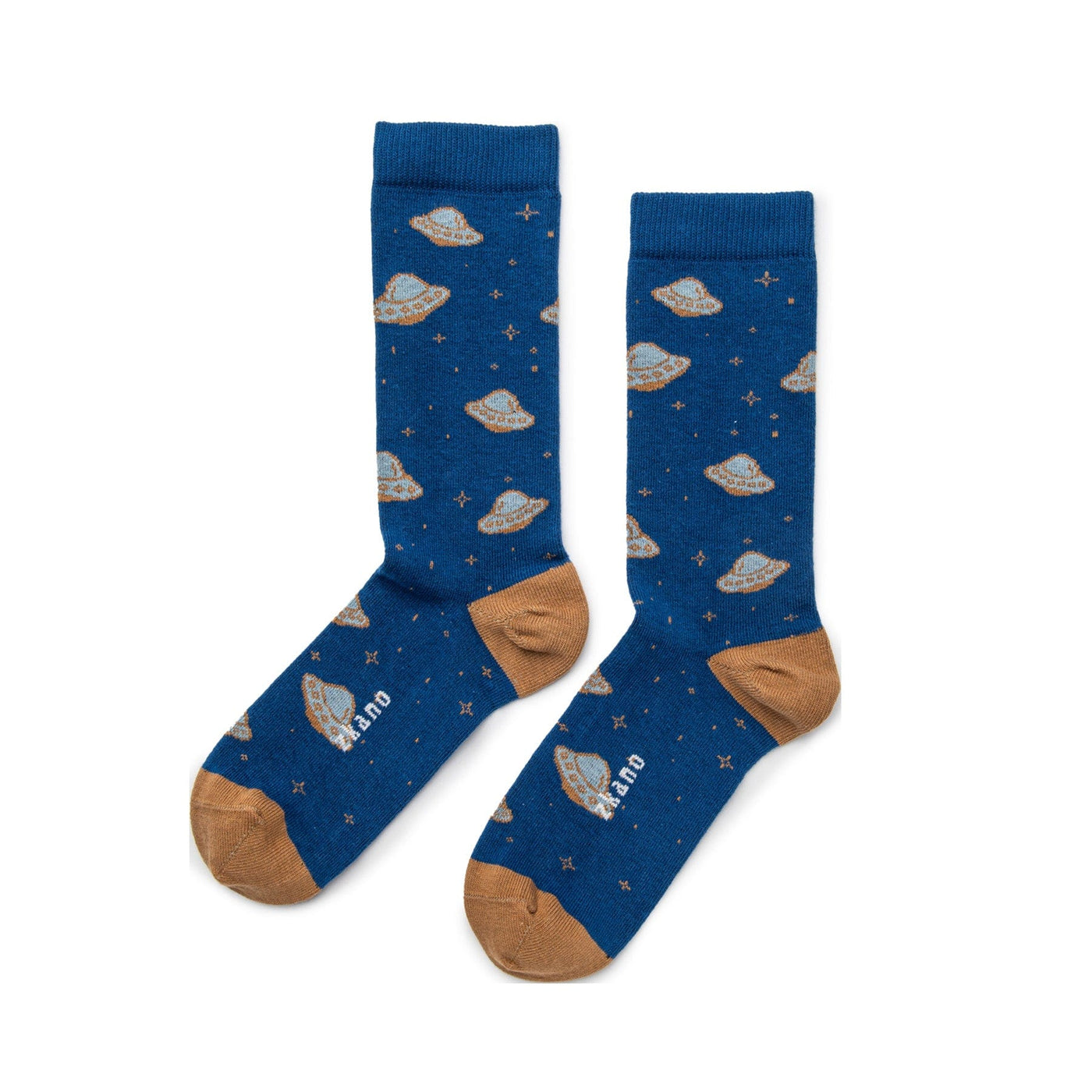 Zkano Crew Large Beam Me Up - Organic Cotton Crew Socks - Deep Blue organic-socks-made-in-usa