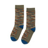 Zkano Crew Large Broken Stripe - Organic Cotton Crew Socks - Spruce organic-socks-made-in-usa