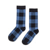 Zkano Crew Large Buffalo Check - Organic Cotton Crew Socks - Denim Blue organic-socks-made-in-usa