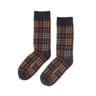 Zkano Crew Large Campfire Plaid - Organic Cotton Socks Crew - Black organic-socks-made-in-usa