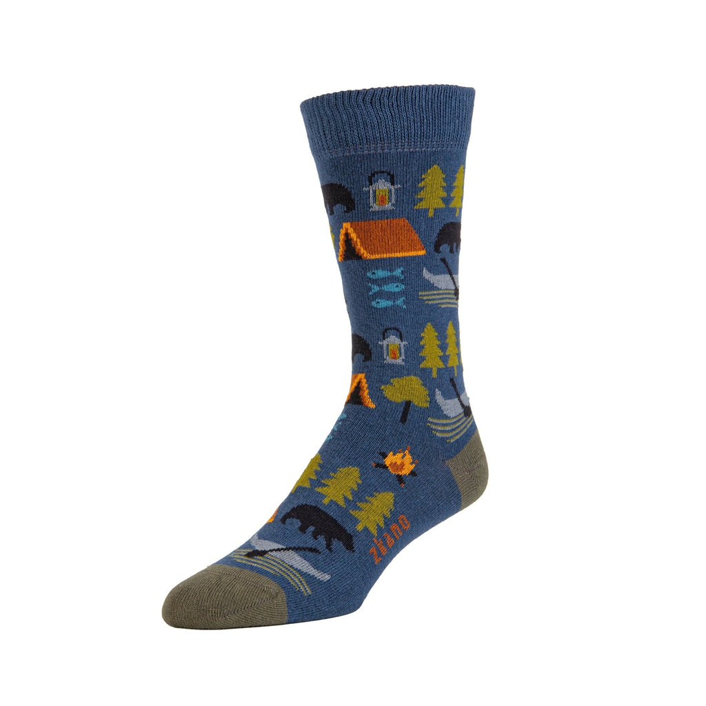 Zkano Crew Large Campout - Organic Cotton Socks Crew - Navy organic-socks-made-in-usa