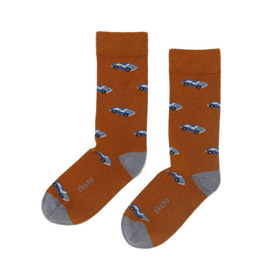 Zkano Crew Large Classic Cruiser - Organic Cotton Socks Crew - Saddle organic-socks-made-in-usa
