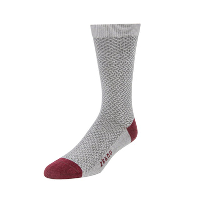 Zkano Crew Large Cobblestone - Textured Organic Cotton Crew Socks - Heather organic-socks-made-in-usa