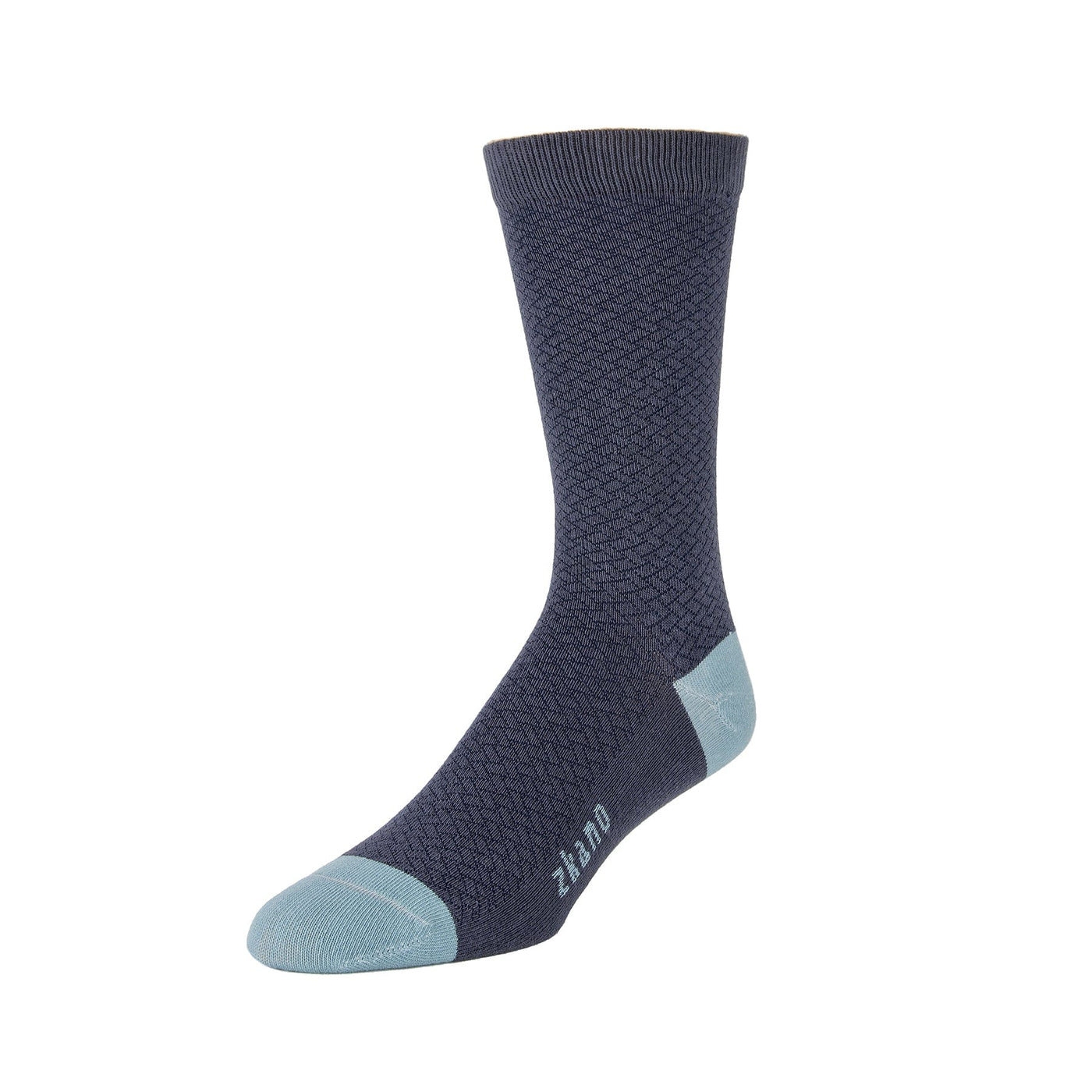 Zkano Crew Large Cobblestone - Textured Organic Cotton Crew Socks - Indigo organic-socks-made-in-usa